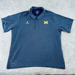 JORDAN Nike University of Michigan Navy/Yellow Short Sleeve Polo Activewear Mens